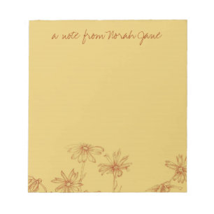 Bloc De Notas Daisy Wildflower Sepia Dibujo personalizado