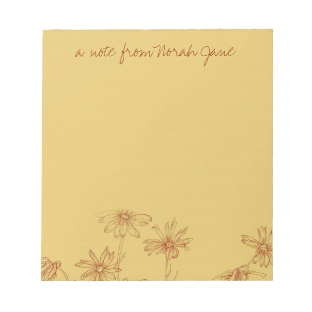 Bloc De Notas Daisy Wildflower Sepia Dibujo personalizado (Frente)
