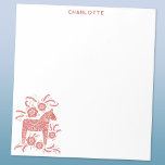 Bloc De Notas Dala escandinava - Rojo de caballo personalizado<br><div class="desc">Un diseño tradicional de caballos de Dala rojo y blanco. Cambie el nombre a personalizar. Arte original de Nic Squirrell.</div>