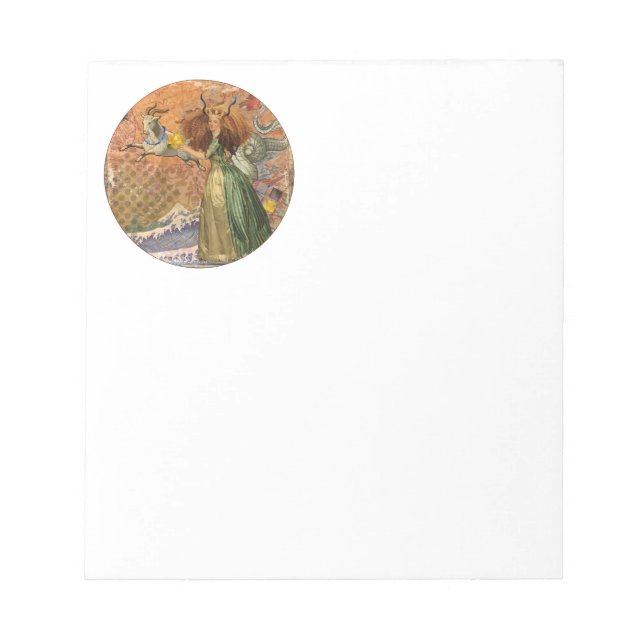 Bloc De Notas Dama Renacentista Capricornio Fantasía Vintage Zod (Frente)