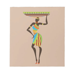 Bloc De Notas Dama Tribal Africana con arte tribal de cuna