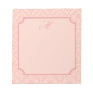 Bloc De Notas Damasceno Rosa Elegante Floral Clásico Vintage