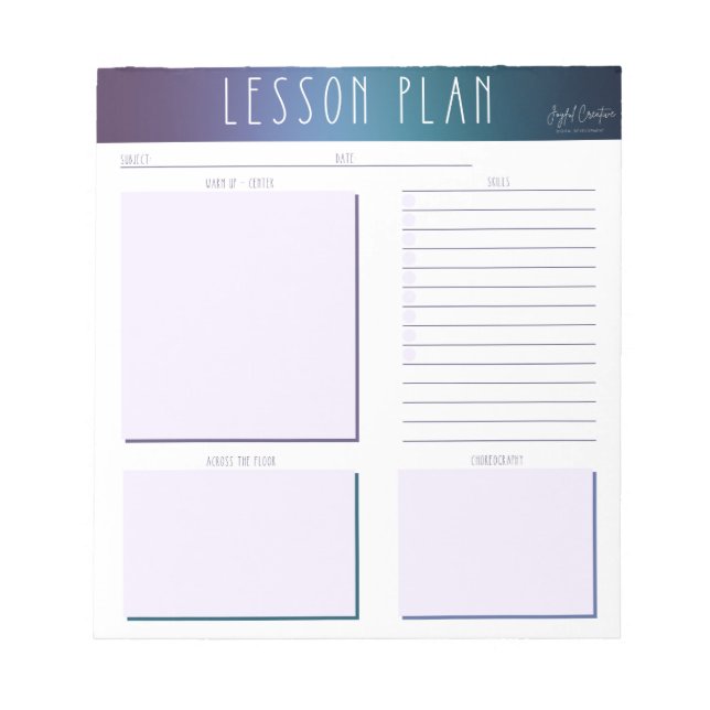 Bloc De Notas Dance Teacher Lesson Plan Notepad (Frente)