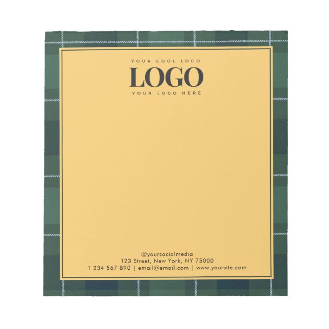 Bloc De Notas Dark Green Tartan Polo Plaid Business Logo Text (Frente)