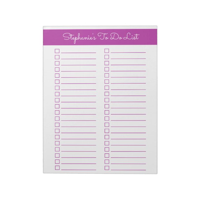 Bloc De Notas Dark Pink Vertical 8.5x11 Two Column Checklist (Lado Izquierdo)