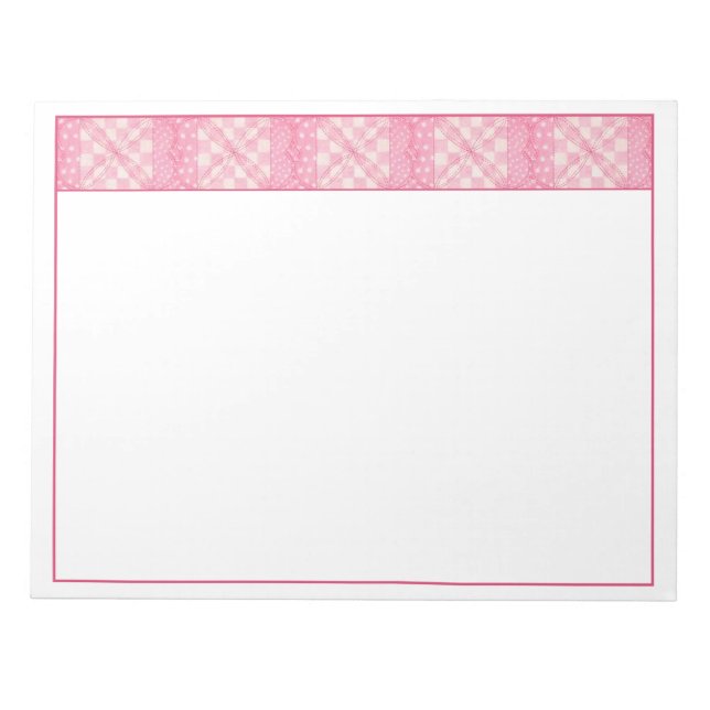 Bloc de notas de 11"X8.5" PINK HEART QUILT (Frente)