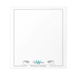 Bloc de notas de 5,5" x 6" de nombre y monograma p