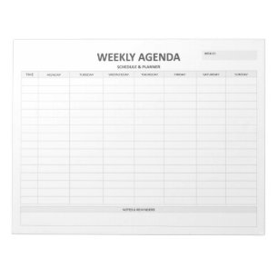 Bloc de notas de agenda semanal