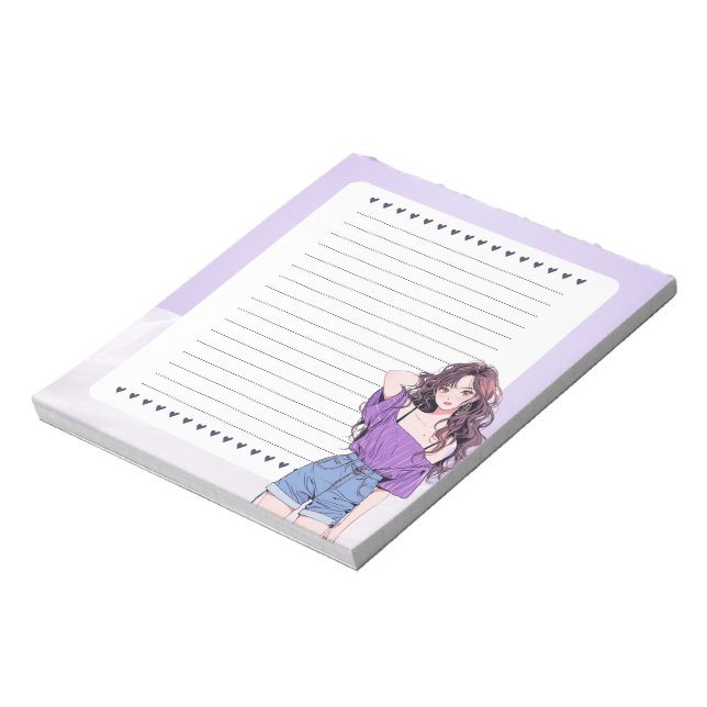 Bloc de notas de Anime Boho simple violeta púrpura (Lado Izquierdo)