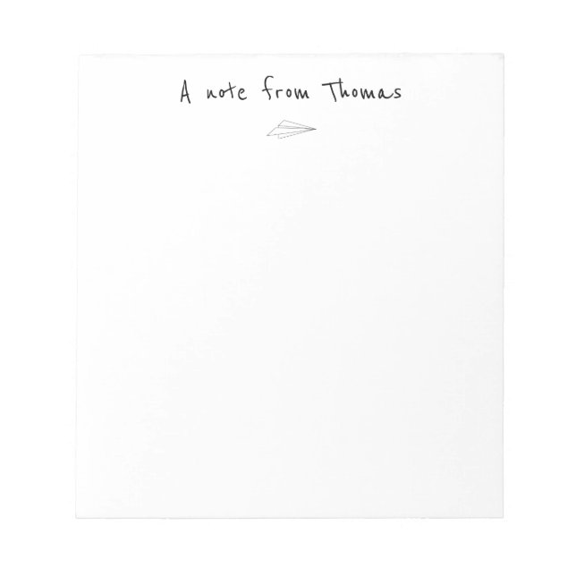 Bloc de notas de avión simple en papel (Frente)