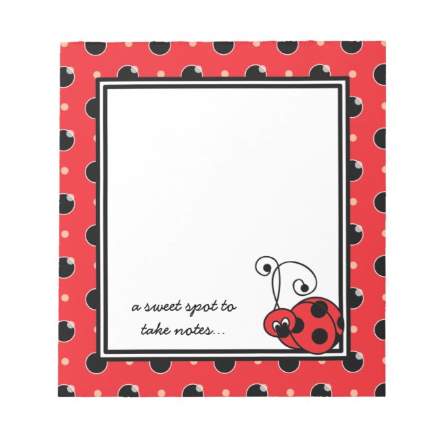 Bloc de notas de Bicho de Ladybug de Itty - Rojo (Frente)