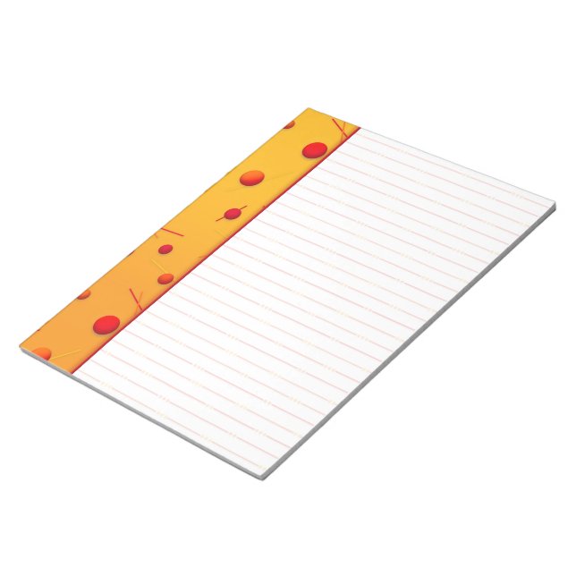 Bloc de notas de borde de Naranja rojo con puntos  (Lado Derecho)
