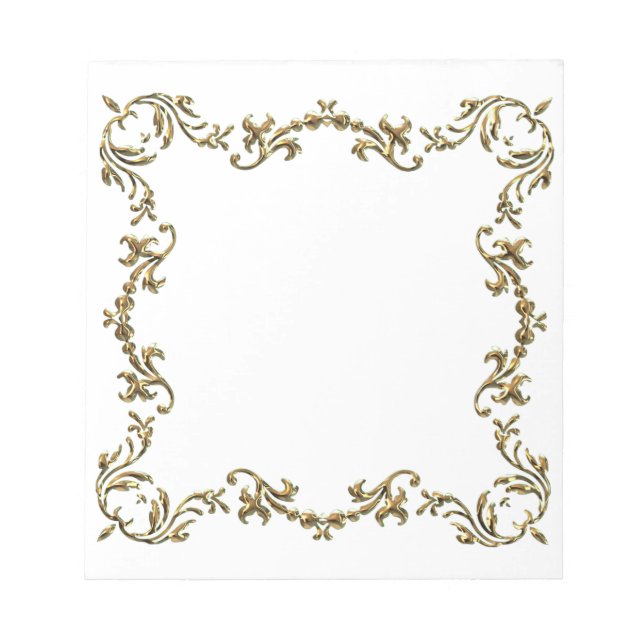 Bloc de notas de borde floral con decoración dorad (Frente)