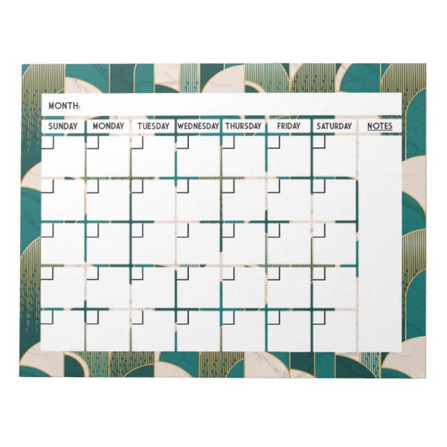 Bloc de notas de calendario Art Deco (Frente)