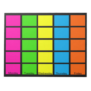 Bloc de notas de calendario con códigos de color d