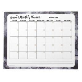 Bloc de notas de calendario mensual de mármol gris