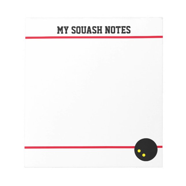 Bloc de notas de cancha de squash con pelota de pu (Frente)