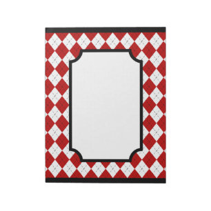 Bloc de notas de cocina argyle rojo clásico