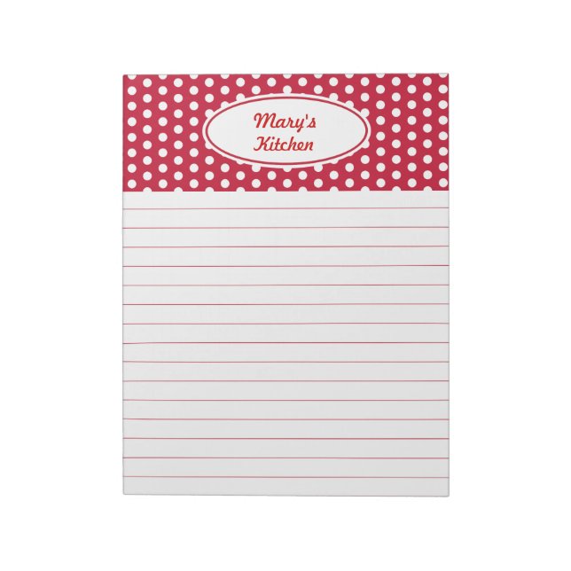 Bloc de notas de cocina rojo personalizado (Lado Izquierdo)