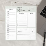 Bloc de notas de color verde claro del guión de Mo<br><div class="desc">Funciones del planificador diario Lista de tareas pendientes,  programación,  notas y cajas de autoasistencia.</div>