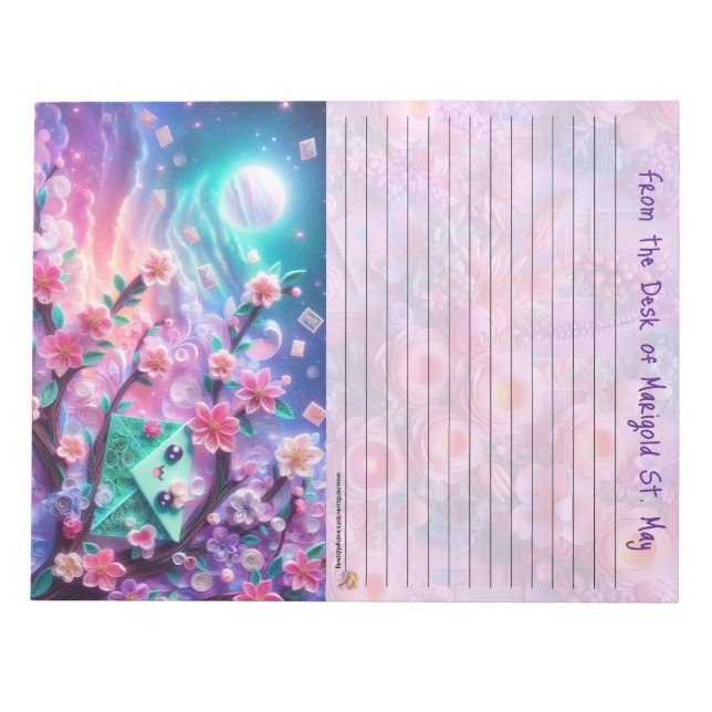 Bloc de notas de correo feliz rayado (Frente)