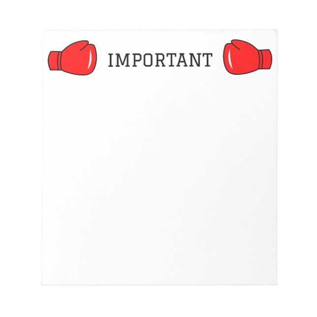 Bloc de notas de cosas importantes con guantes de  (Frente)