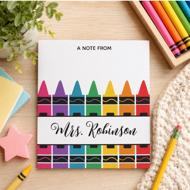 Bloc de notas de crayón de arcoíris para agradecim (Teacher Appreciation Rainbow Crayon Notepad)