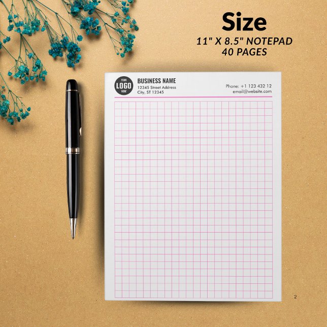 Bloc de notas de cuadrícula personalizada 5 cuadro (Custom Grid Notepad 5 Sq/Inch with Logo & Info)