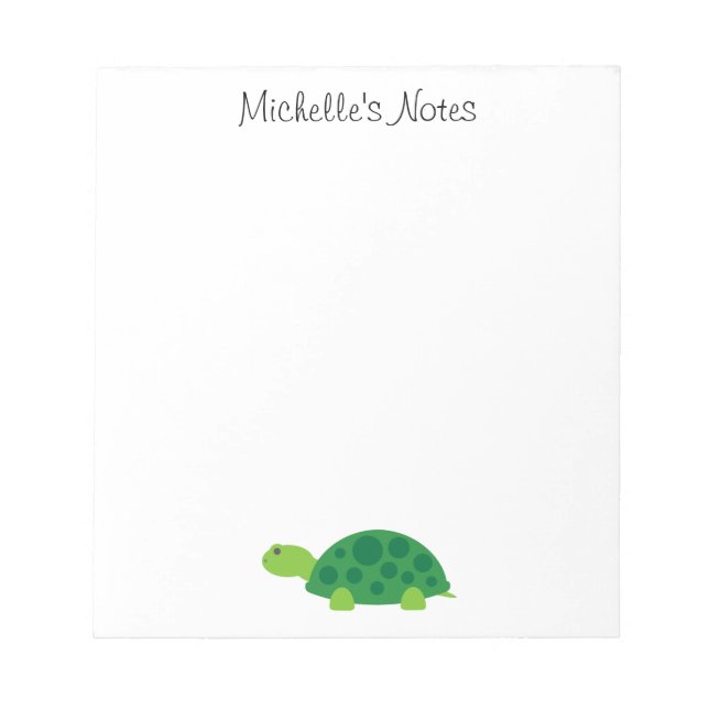 Bloc de notas de diseño de animal de tortuga verde (Frente)