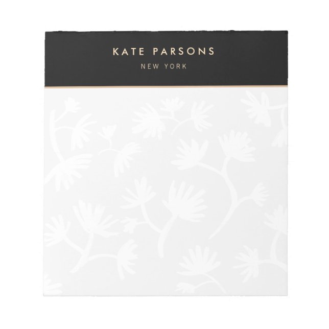 Bloc de notas de diseño floral gris claro simple (Frente)