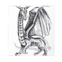 Bloc de notas de dragón blanco y negro