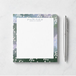 Bloc de notas de escritorio floral azul y verde