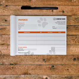 Bloc de notas de facturas del Mascota personalizad