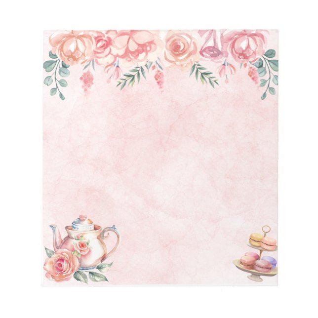 Bloc de notas de fiesta de té floral elegante (Frente)
