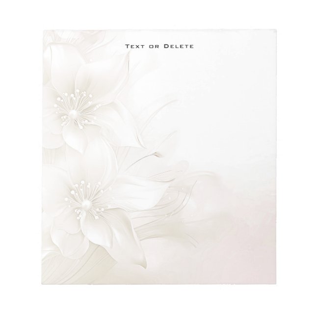 Bloc de notas de flores blancas marfil (Frente)