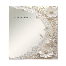 Bloc de notas de flores blancas perlas modernas