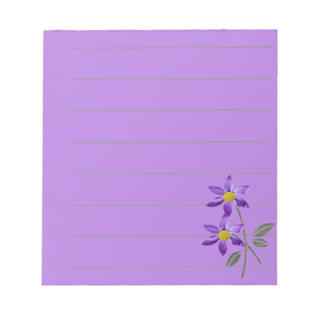 Bloc de notas de flores moradas: (Frente)