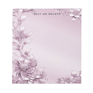 Bloc de notas de follaje floral rosa