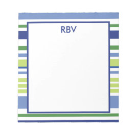 Bloc de notas de franja azul y verde