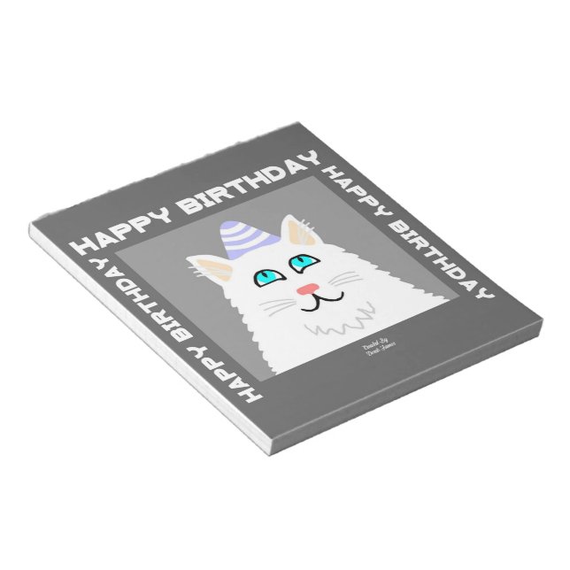 Bloc de notas de gatos blancos Fluffy (Lado Derecho)