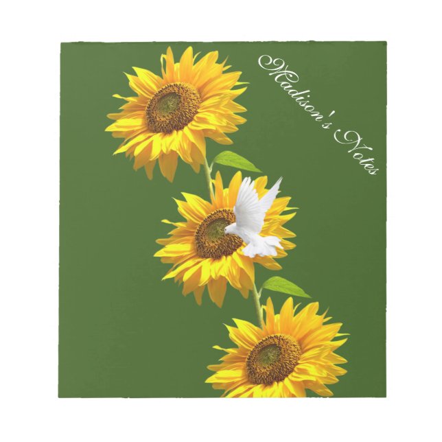 Bloc de notas de girasol, Dove Floral (Frente)