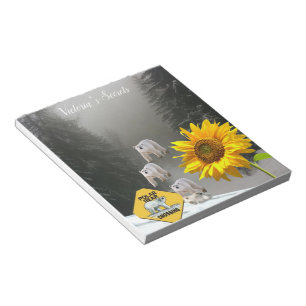 Bloc de notas de girasol, floral de oso polar