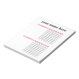 Bloc de notas de gráfico de tareas personalizado