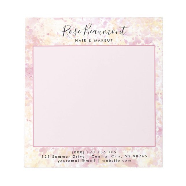 Bloc de notas de guiones de color amarillo rosado  (Frente)