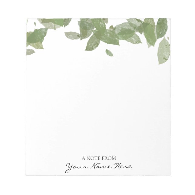 Bloc de notas de hoja verde personalizado (Frente)
