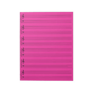 Bloc de notas de hojas de música rosa