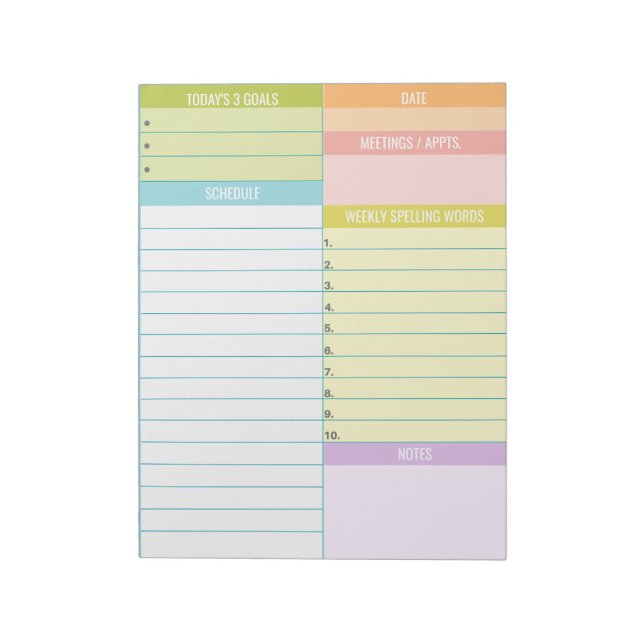 Bloc de notas de horario diario personalizable par (Lado Izquierdo)