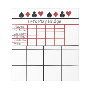 Bloc de notas de juego de tarjeta puente