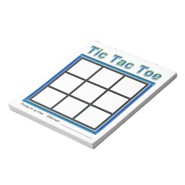Bloc de notas de juego de Tic Tac Toe verde azul (Lado Izquierdo)