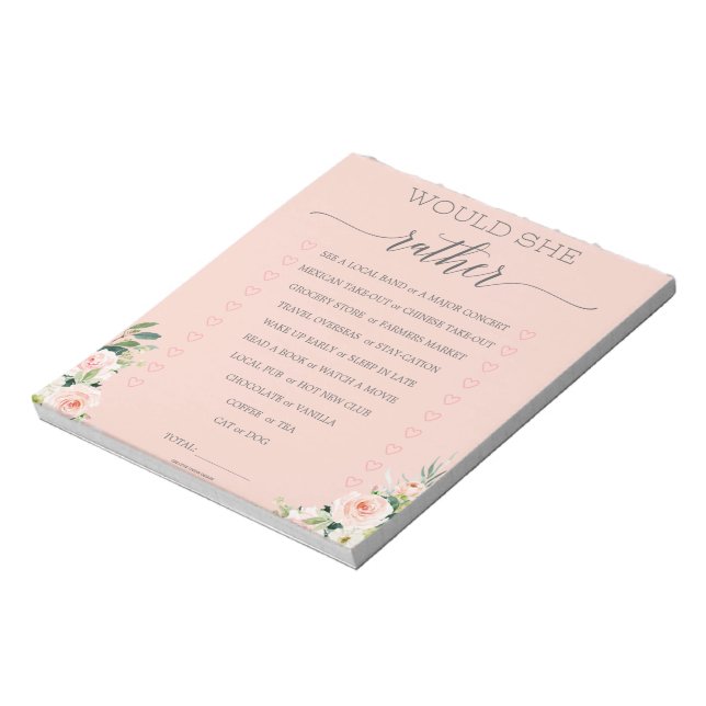 Bloc de notas de juego 'Would She Rather' para des (Lado Izquierdo)